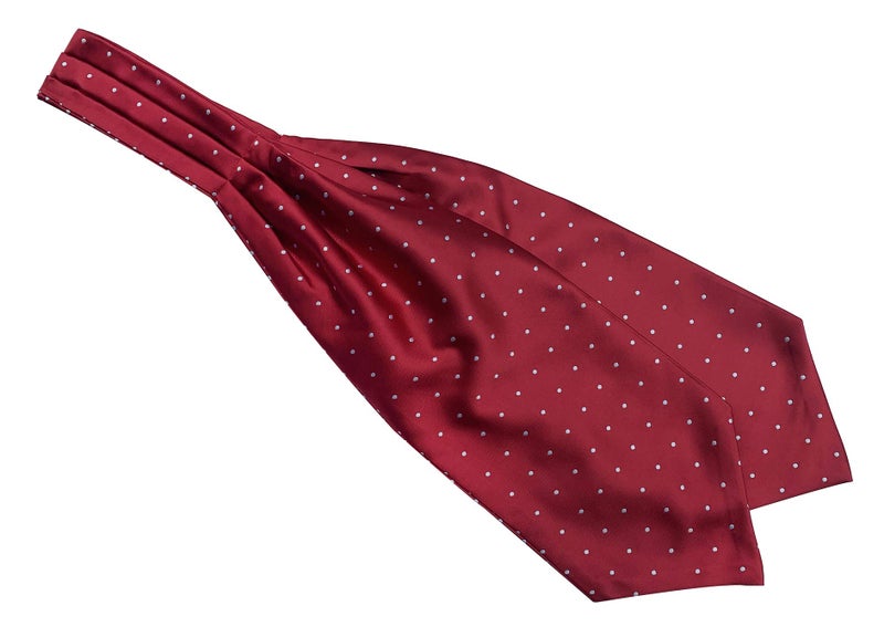 Elfeves Men's Burgundy Red Self Cravat Tie Polka Dot Satin Ascot for Wedding Anniversary Party - Image 1